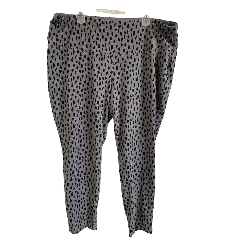 Chicos Zenergy Womens Gray Black Abstract Spot Print‎ Leggings Size 4 US 20/22